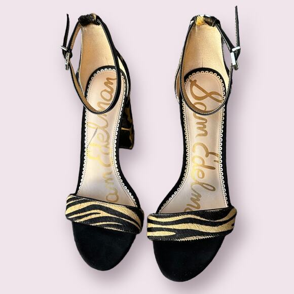 Sam Edelman Yaro Cow Hair Block Heel Sandals Sz 9M - Picture 3 of 12